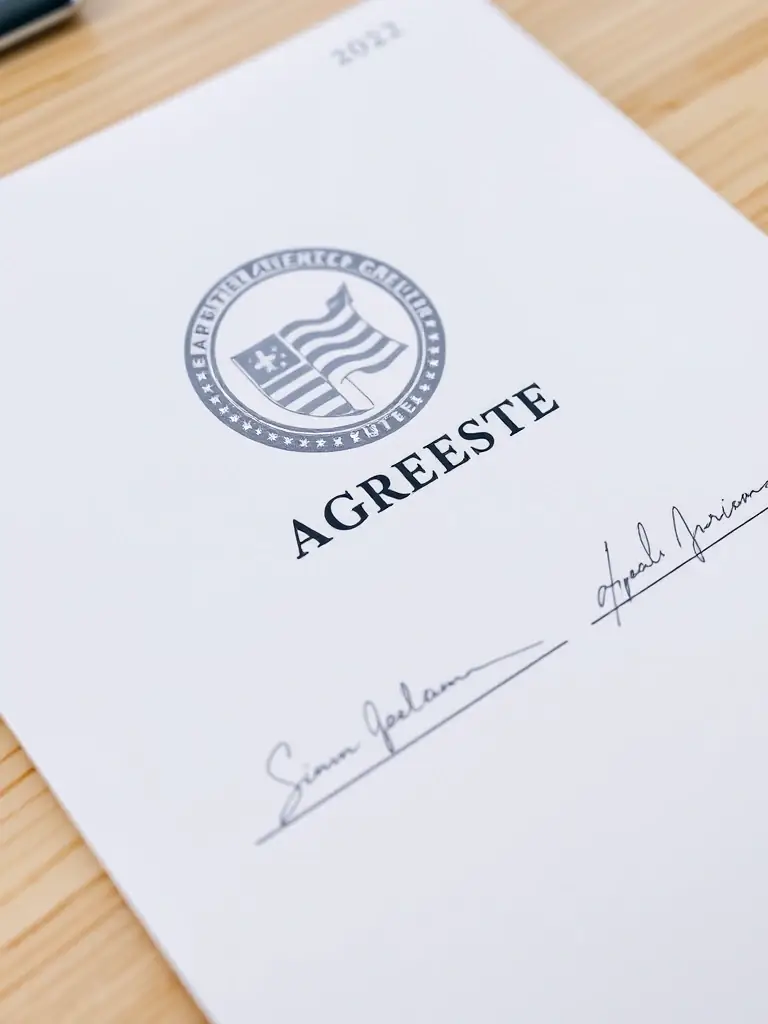 A close-up photograph of a collective agreement document from 2022, showcasing the official Fraport-Greece Union seal and signatures, symbolizing the agreement's validity and importance.